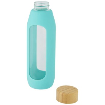 Borraccia in vetro borosilicato da 600 ml con impugnatura in silicone Tidan