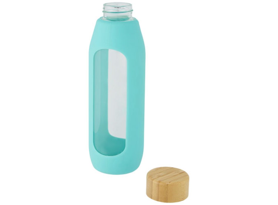 Borraccia in vetro borosilicato da 600 ml con impugnatura in silicone Tidan