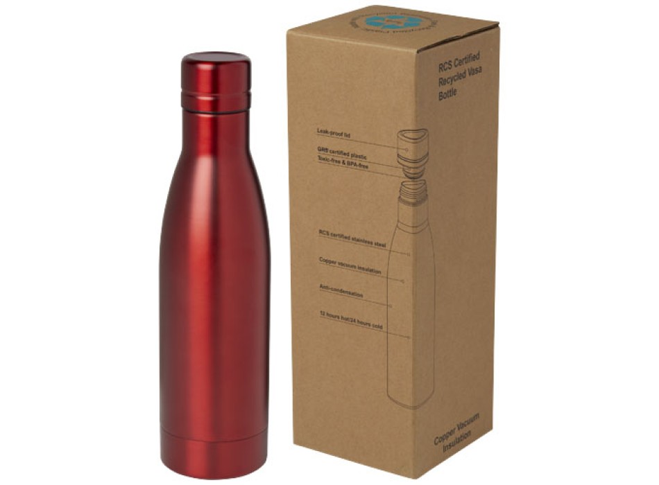 Borraccia termica con isolamento sottovuoto in rame e acciaio inossidabile riciclato certificato RCS da 500 ml Vasa
