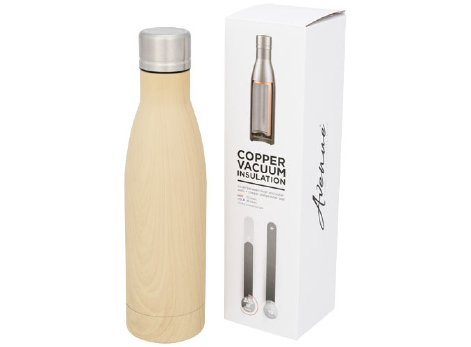 Borraccia termica con isolamento sottovuoto in rame effetto legno da 500 ml Vasa