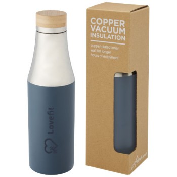 Borraccia termica in acciaio inossidabile con isolamento sottovuoto in rame e coperchio in bambù da 540 ml Hulan