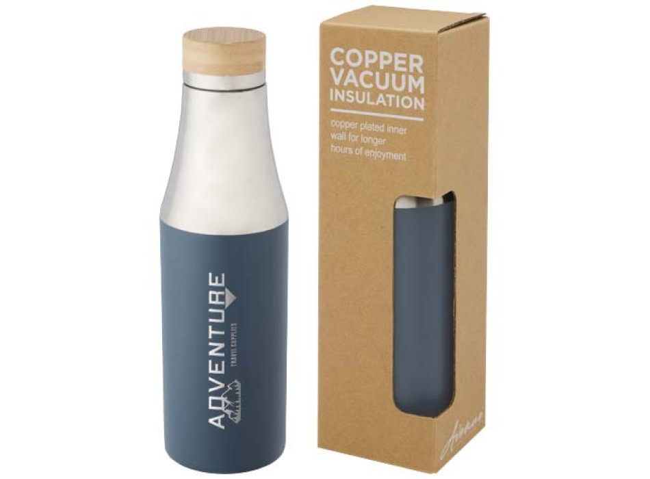 Borraccia termica in acciaio inossidabile con isolamento sottovuoto in rame e coperchio in bambù da 540 ml Hulan