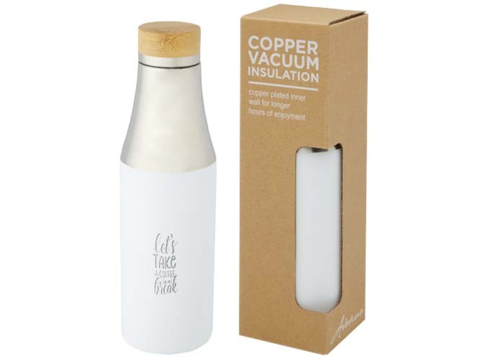 Borraccia termica in acciaio inossidabile con isolamento sottovuoto in rame e coperchio in bambù da 540 ml Hulan