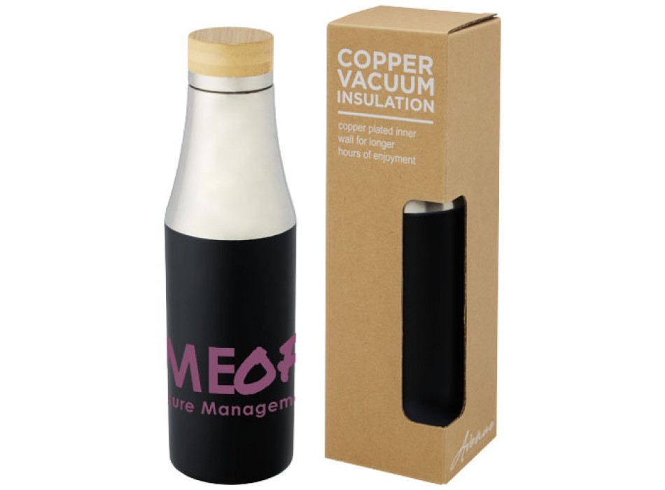 Borraccia termica in acciaio inossidabile con isolamento sottovuoto in rame e coperchio in bambù da 540 ml Hulan