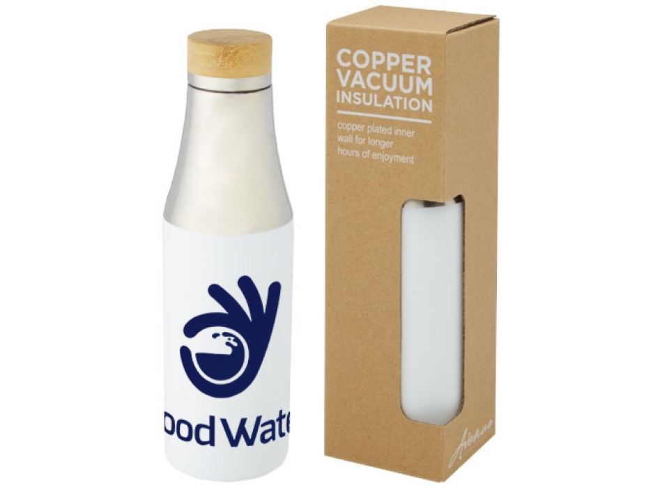 Borraccia termica in acciaio inossidabile con isolamento sottovuoto in rame e coperchio in bambù da 540 ml Hulan