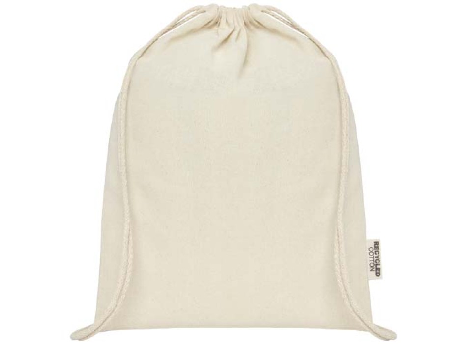 Borsa con cordoncino in cotone riciclato certificato GRS da 140 g/m² Oregon