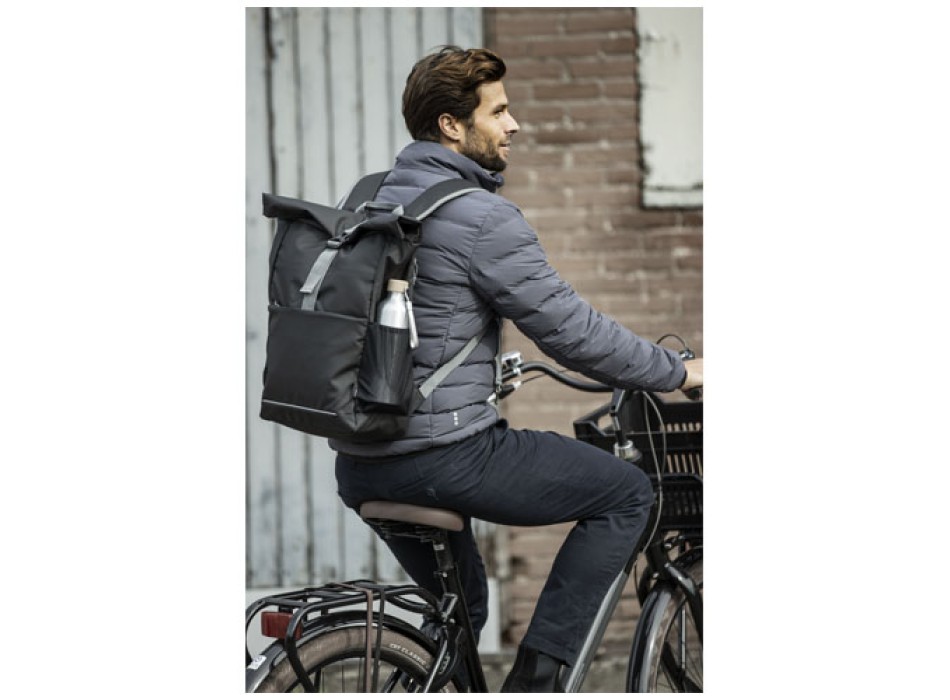 Borsa roll-top per bicicletta impermeabile in materiale riciclato certificato GRS per portatile da 15" Aqua