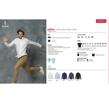 Camicia da uomo a maniche lunghe Pollux