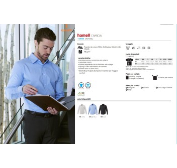 Camicia Hamell a manica lunga da uomo in tessuto stretch