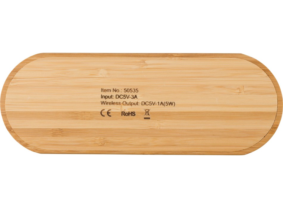 Caricatore wireless doppia posizione in bamboo Tatum