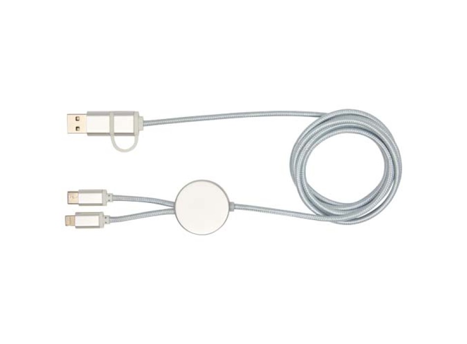 Cavo 5-in-1 in alluminio e plastica riciclata da 150 cm per la sincronizzazione dei dati e la ricarica rapida da 27 W Alasia