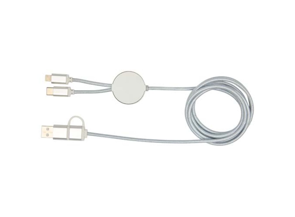 Cavo 5-in-1 in alluminio e plastica riciclata da 150 cm per la sincronizzazione dei dati e la ricarica rapida da 27 W Alasia