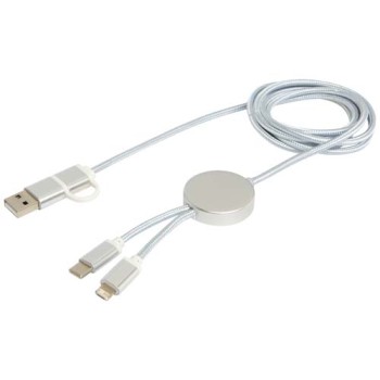 Cavo 5-in-1 in alluminio e plastica riciclata da 150 cm per la sincronizzazione dei dati e la ricarica rapida da 27 W Alasia