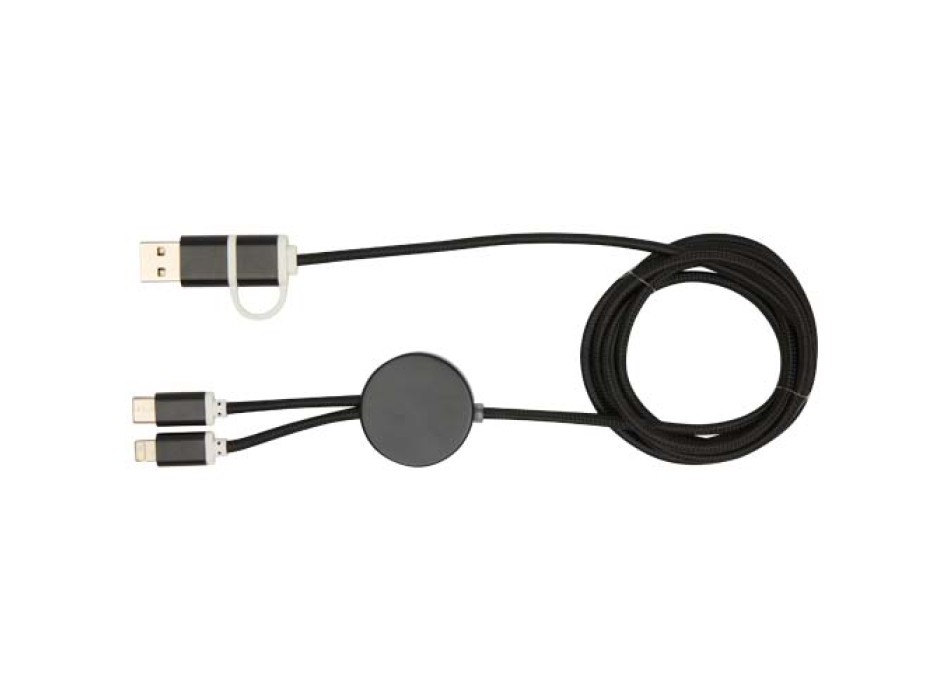 Cavo 5-in-1 in alluminio e plastica riciclata da 150 cm per la sincronizzazione dei dati e la ricarica rapida da 27 W Alasia