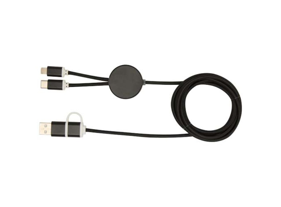 Cavo 5-in-1 in alluminio e plastica riciclata da 150 cm per la sincronizzazione dei dati e la ricarica rapida da 27 W Alasia