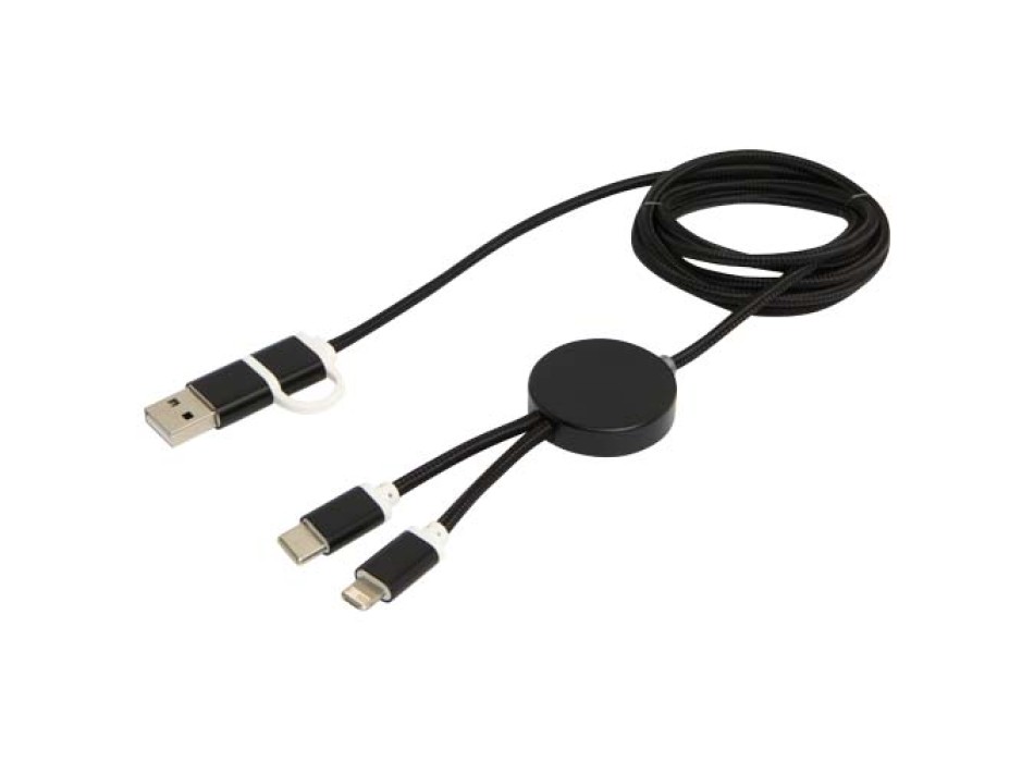 Cavo 5-in-1 in alluminio e plastica riciclata da 150 cm per la sincronizzazione dei dati e la ricarica rapida da 27 W Alasia