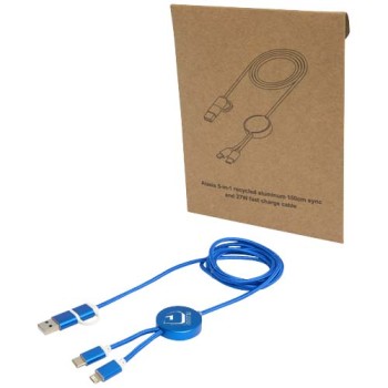 Cavo 5-in-1 in alluminio e plastica riciclata da 150 cm per la sincronizzazione dei dati e la ricarica rapida da 27 W Alasia