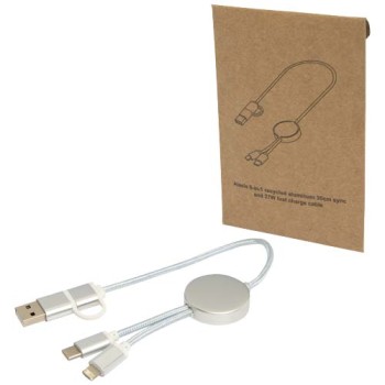 Cavo 5-in-1 in alluminio e plastica riciclata da 30 cm per la sincronizzazione dei dati e la ricarica rapida da 27 W Alasia