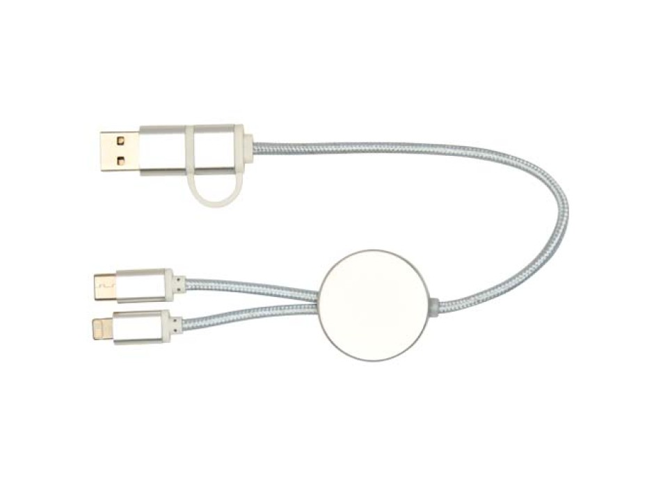 Cavo 5-in-1 in alluminio e plastica riciclata da 30 cm per la sincronizzazione dei dati e la ricarica rapida da 27 W Alasia