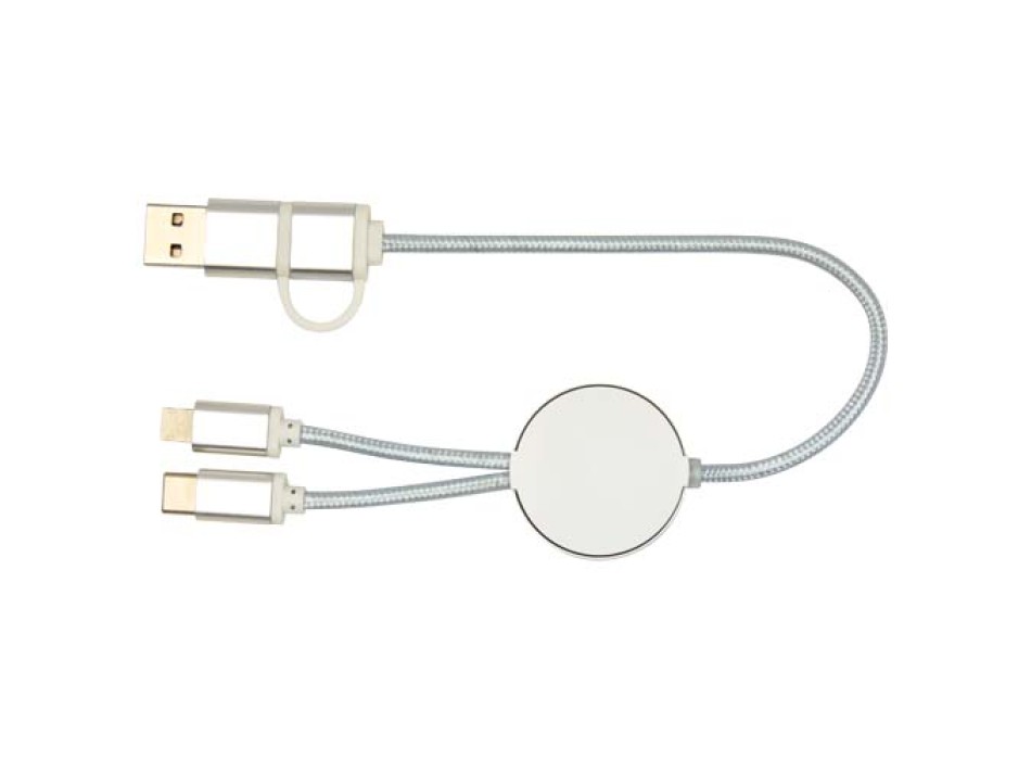 Cavo 5-in-1 in alluminio e plastica riciclata da 30 cm per la sincronizzazione dei dati e la ricarica rapida da 27 W Alasia