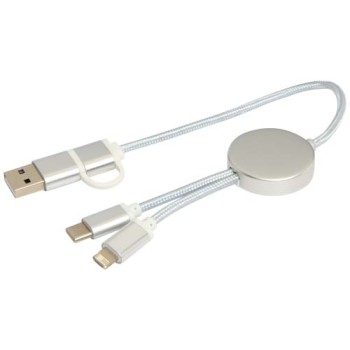 Cavo 5-in-1 in alluminio e plastica riciclata da 30 cm per la sincronizzazione dei dati e la ricarica rapida da 27 W Alasia