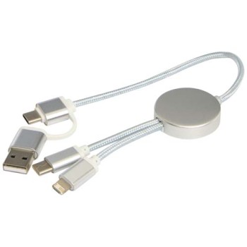 Cavo 5-in-1 in alluminio e plastica riciclata da 30 cm per la sincronizzazione dei dati e la ricarica rapida da 27 W Alasia
