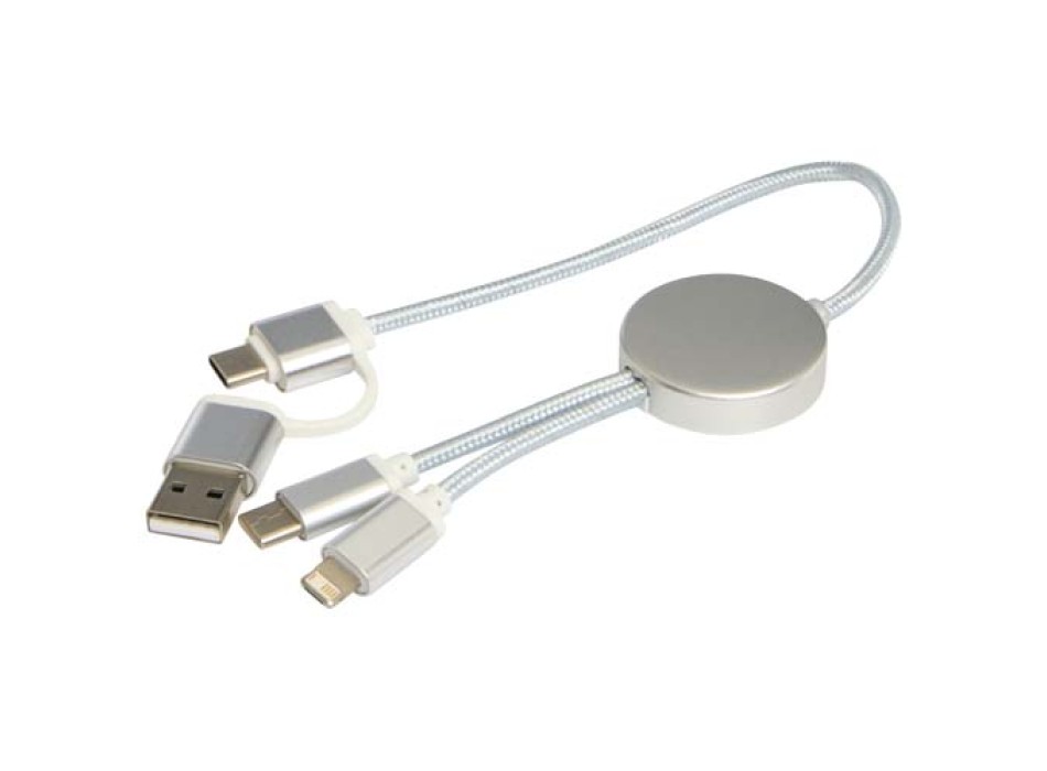 Cavo 5-in-1 in alluminio e plastica riciclata da 30 cm per la sincronizzazione dei dati e la ricarica rapida da 27 W Alasia