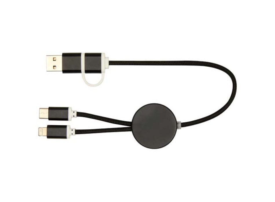 Cavo 5-in-1 in alluminio e plastica riciclata da 30 cm per la sincronizzazione dei dati e la ricarica rapida da 27 W Alasia