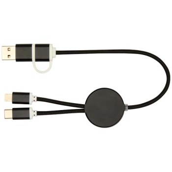 Cavo 5-in-1 in alluminio e plastica riciclata da 30 cm per la sincronizzazione dei dati e la ricarica rapida da 27 W Alasia