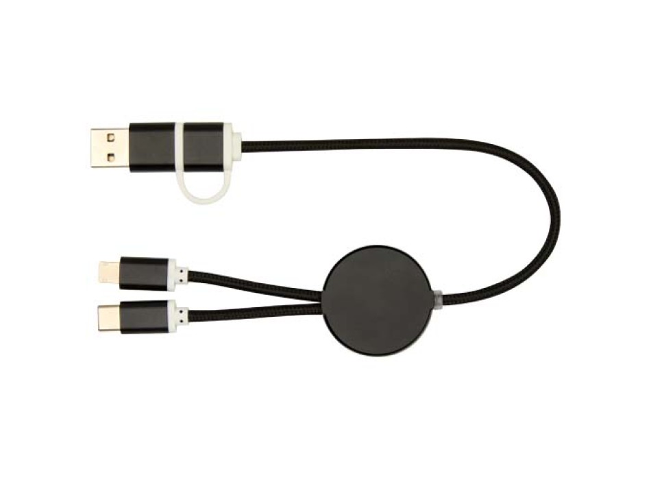 Cavo 5-in-1 in alluminio e plastica riciclata da 30 cm per la sincronizzazione dei dati e la ricarica rapida da 27 W Alasia