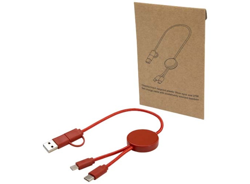 Cavo 5-in-1 in plastica riciclata da 30 cm per la sincronizzazione dei dati e la ricarica rapida da 27 W Citala