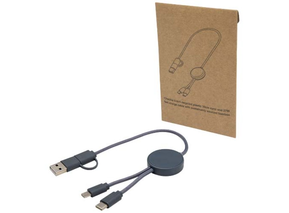 Cavo 5-in-1 in plastica riciclata da 30 cm per la sincronizzazione dei dati e la ricarica rapida da 27 W Citala