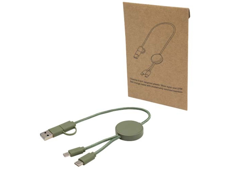 Cavo 5-in-1 in plastica riciclata da 30 cm per la sincronizzazione dei dati e la ricarica rapida da 27 W Citala