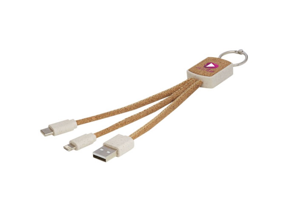 Cavo di ricarica 3 in 1 in sughero e paglia di grano Bates