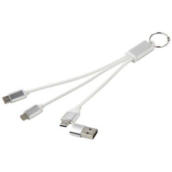 Cavo di ricarica in alluminio riciclato 4 in 1 con portachiavi Metal