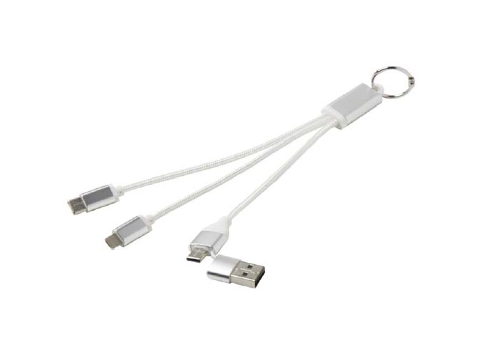 Cavo di ricarica in alluminio riciclato 4 in 1 con portachiavi Metal