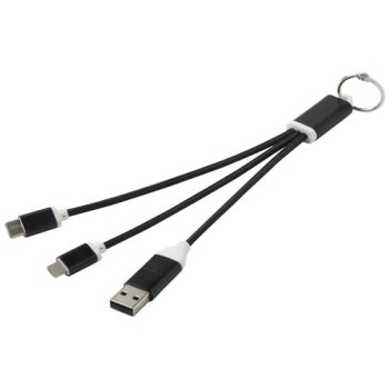 Cavo di ricarica in alluminio riciclato 4 in 1 con portachiavi Metal