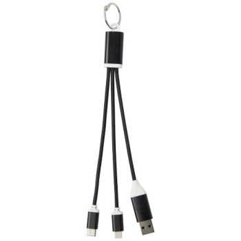 Cavo di ricarica in alluminio riciclato 4 in 1 con portachiavi Metal