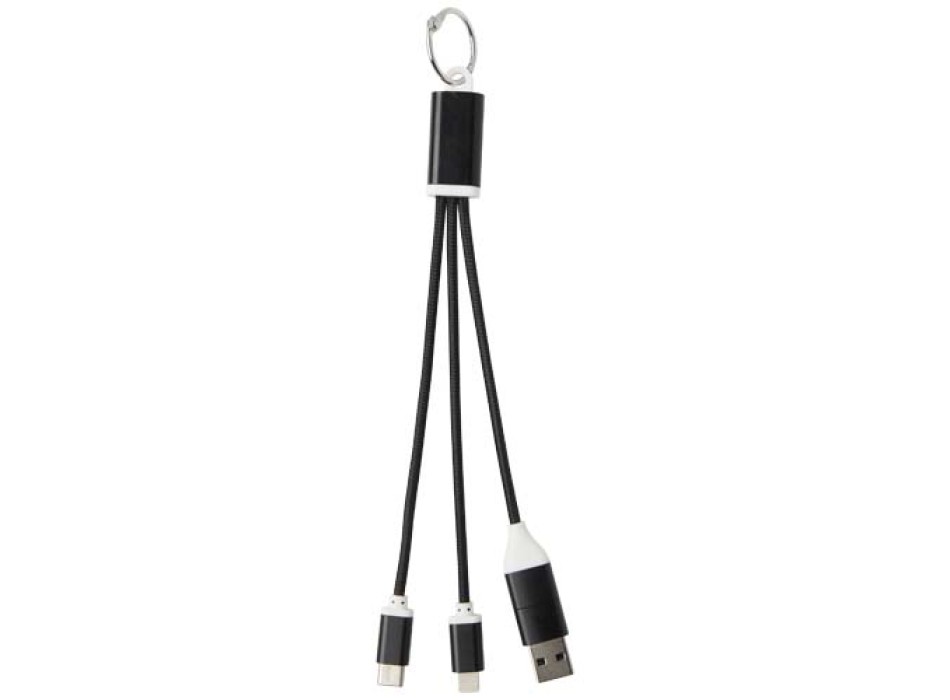 Cavo di ricarica in alluminio riciclato 4 in 1 con portachiavi Metal