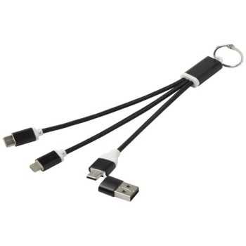 Cavo di ricarica in alluminio riciclato 4 in 1 con portachiavi Metal