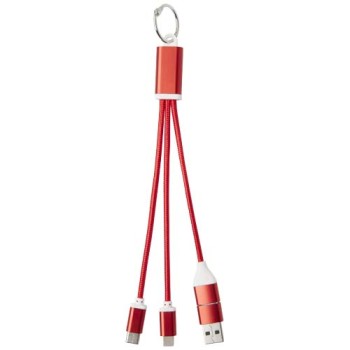 Cavo di ricarica in alluminio riciclato 4 in 1 con portachiavi Metal