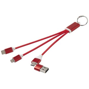 Cavo di ricarica in alluminio riciclato 4 in 1 con portachiavi Metal
