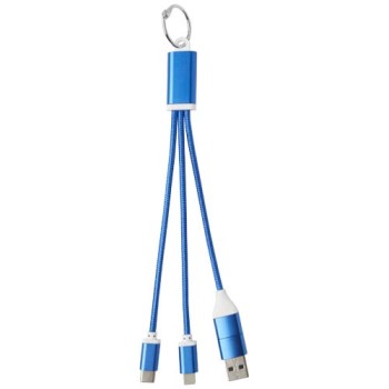 Cavo di ricarica in alluminio riciclato 4 in 1 con portachiavi Metal