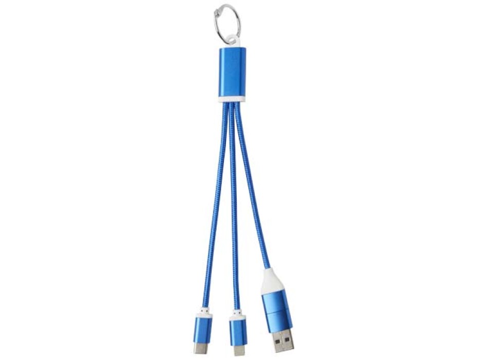 Cavo di ricarica in alluminio riciclato 4 in 1 con portachiavi Metal