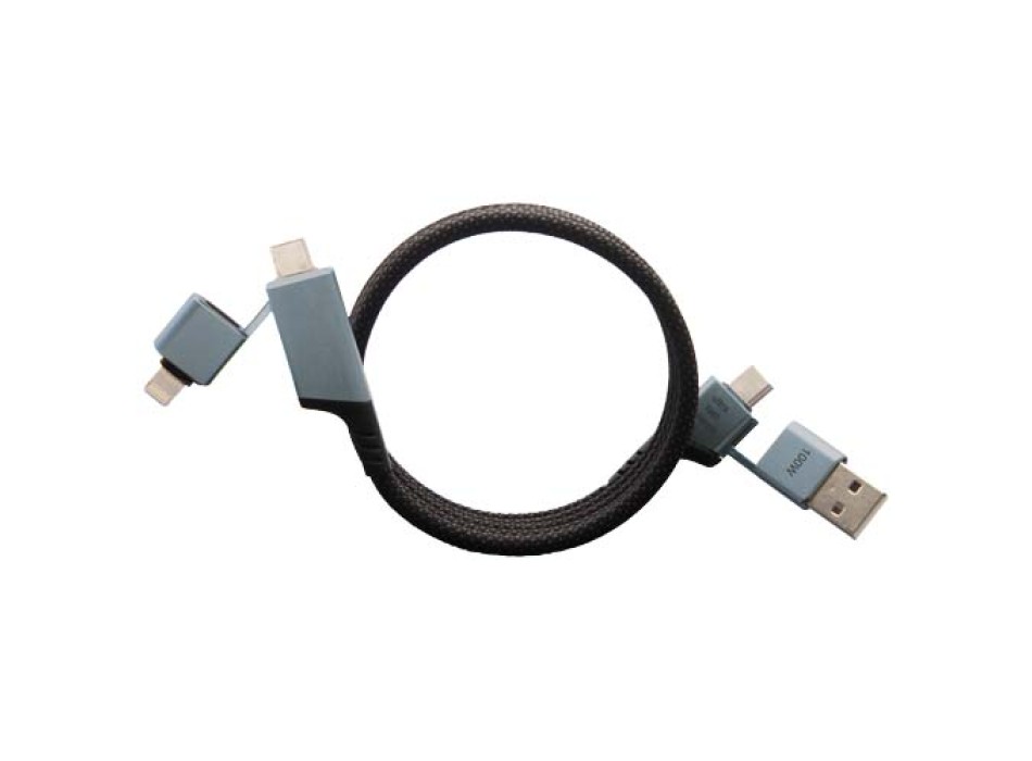 Cavo di ricarica magnetico ultraveloce 4 in 1 in PET riciclato da 100 W SCX.design C52 