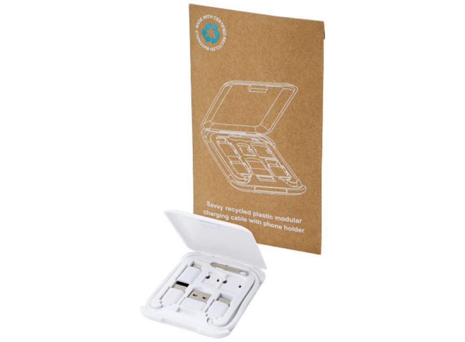 Cavo di ricarica modulare in plastica riciclata con supporto per telefono Savvy