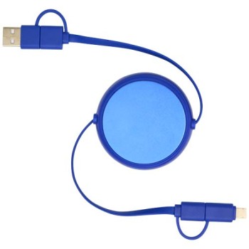 Cavo retrattile 5 in 1 da 100 cm in plastica riciclata e alluminio per la sincronizzazione dei dati e la ricarica rapida da 45 W Alasia
