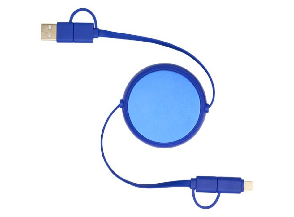 Cavo retrattile 5 in 1 da 100 cm in plastica riciclata e alluminio per la sincronizzazione dei dati e la ricarica rapida da 45 W Alasia
