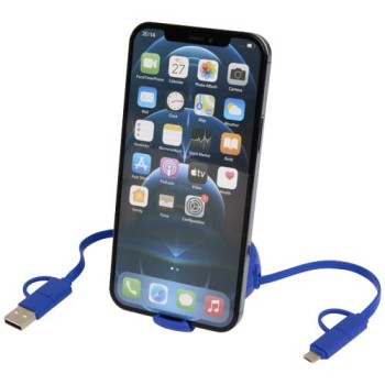 Cavo retrattile 5 in 1 da 100 cm in plastica riciclata e alluminio per la sincronizzazione dei dati e la ricarica rapida da 45 W Alasia