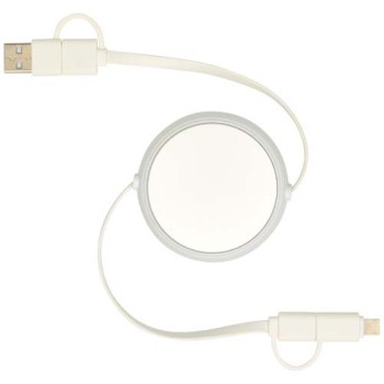 Cavo retrattile 5 in 1 da 100 cm in plastica riciclata e alluminio per la sincronizzazione dei dati e la ricarica rapida da 45 W Alasia